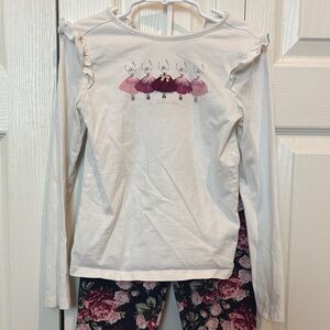 Janie and Jack White and Pink Ballet Long Sleeve Tee